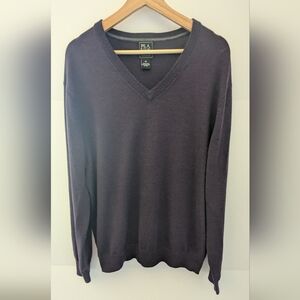 Jos. A. Bank Merino Wool Purple V-Neck Sweater Men's XXL Traveler Collection